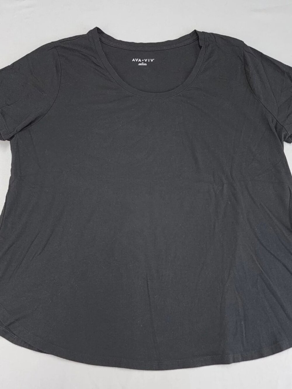 AVA & VIV Black Swing T-Shirt Women's Plus Size 2X Scoop Neck Short Sleeve